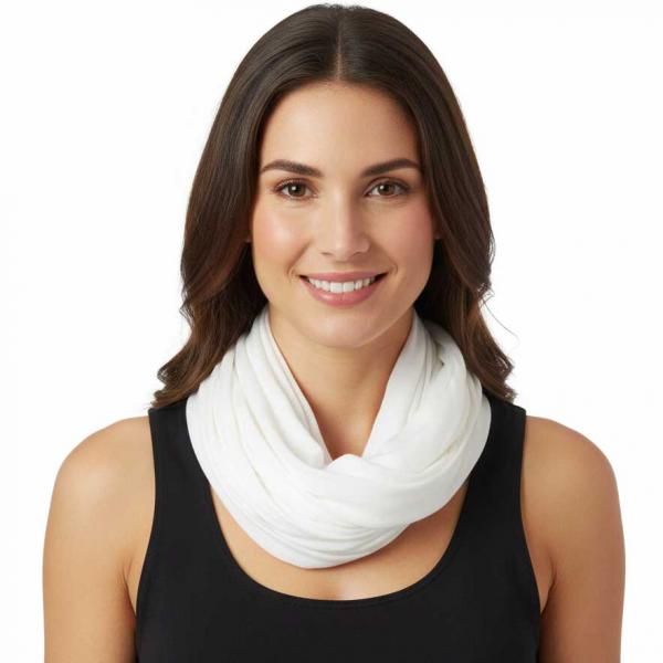 wholesale 100 - Cotton/Silk Blend Infinity Scarves White - 