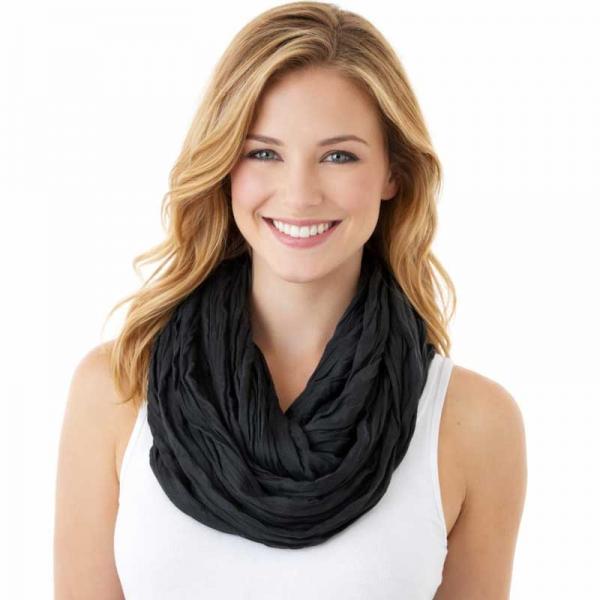 wholesale 100 - Cotton/Silk Blend Infinity Scarves Black - 