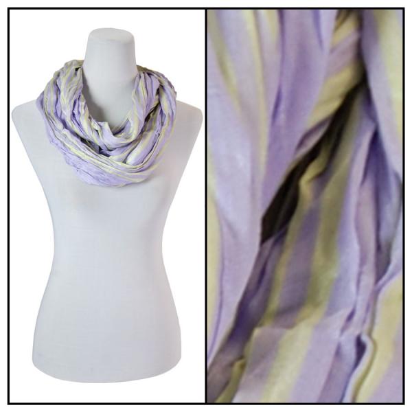100 - Cotton/Silk Blend Infinity Scarves Striped Lavender-Lime (MB) - 