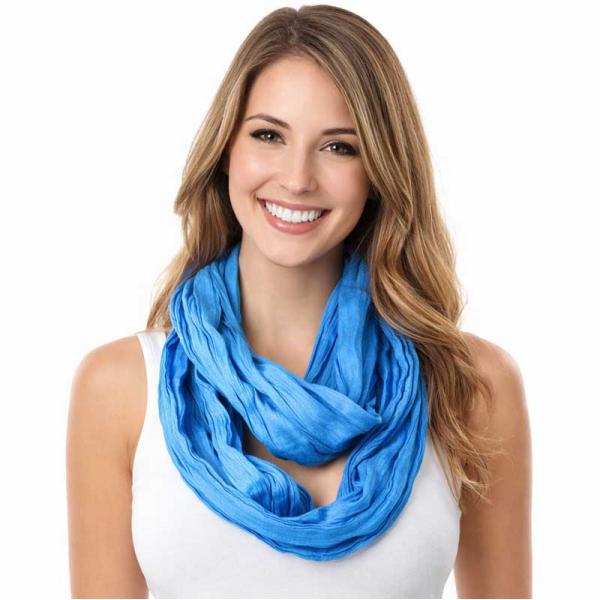wholesale 100 - Cotton/Silk Blend Infinity Scarves Pacific Blue  - 