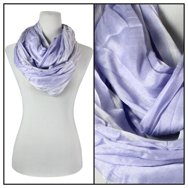 100 - Cotton/Silk Blend Infinity Scarves Striped Lilac-White - 