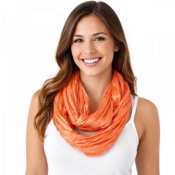 wholesale 100 - Cotton/Silk Blend Infinity Scarves Tangerine - 