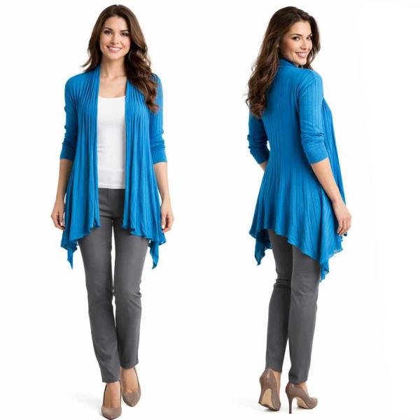 1694 - Long Ribbed Sweater Turquoise  - 