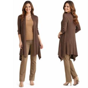 1694 - Long Ribbed Sweater Mocha Brown  - 