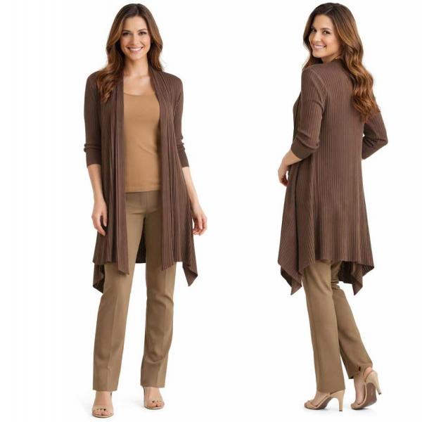 1694 - Long Ribbed Sweater Mocha Brown  - 