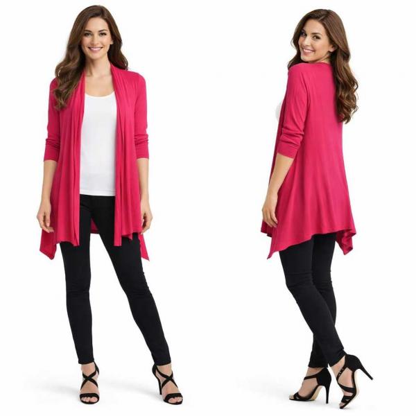 1694 - Long Ribbed Sweater Magenta  - 