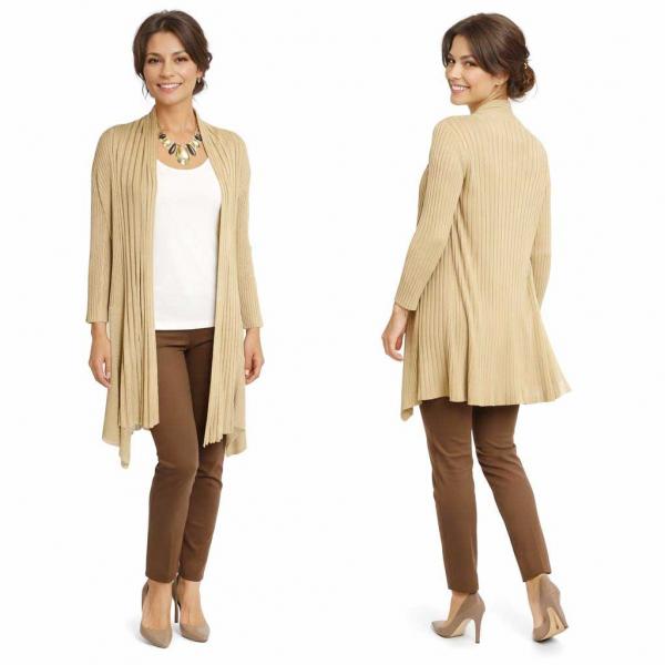 1694 - Long Ribbed Sweater Gold Champagne  - 