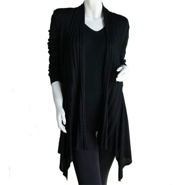 wholesale 1684 - Magic Convertible Long Ribbed Sweater Vest Black - 
