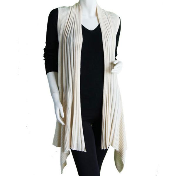 wholesale 1684 - Magic Convertible Long Ribbed Sweater Vest Beige - 