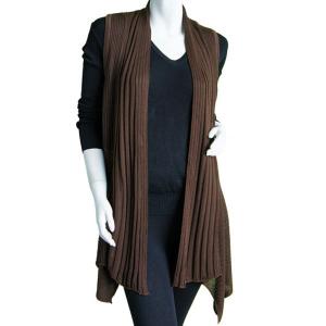 1684 - Magic Convertible Long Ribbed Sweater Vest Brown - 