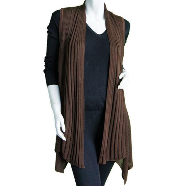 wholesale 1684 - Magic Convertible Long Ribbed Sweater Vest Brown - 