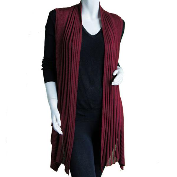 wholesale 1684 - Magic Convertible Long Ribbed Sweater Vest Burgundy - 