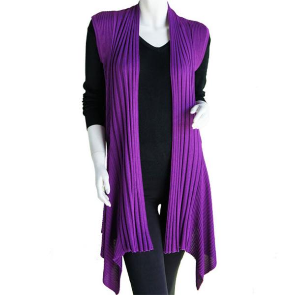 wholesale Magic Convertible Long Ribbed Sweater Vest Purple Long Ribbed Sweater Vest - 