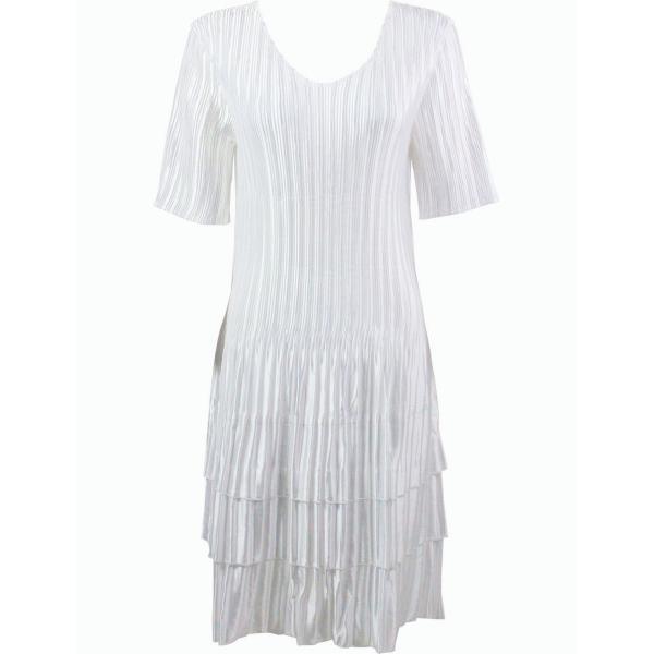 wholesale 1731 - Satin Mini Pleats - Half Sleeve Dress Solid White - 