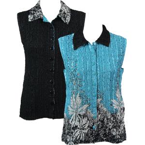 1732 - Reversible Magic Crush Button-Up Vests Flowers and Dots 2 Jade-White - One Size Fits Most