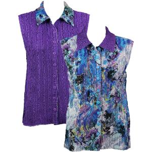 1732 - Reversible Magic Crush Button-Up Vests Paint Splatter Aqua-Purple - One Size Fits Most