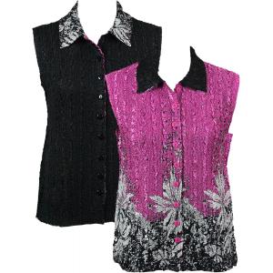 1732 - Reversible Magic Crush Button-Up Vests Flowers and Dots 2 Pink-White - XL-2X