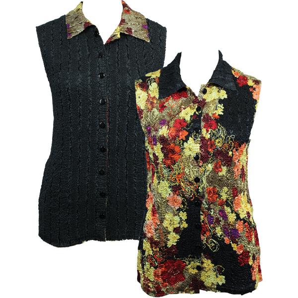wholesale 1732 - Reversible Magic Crush Button-Up Vests Earthtone Floral - One Size Fits Most