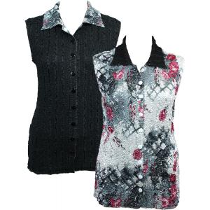 1732 - Reversible Magic Crush Button-Up Vests White-Black-Pink Floral - One Size Fits Most