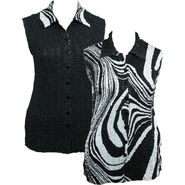 wholesale 1732 - Reversible Magic Crush Button-Up Vests Swirl Black-White - One Size Fits Most