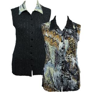1732 - Reversible Magic Crush Button-Up Vests Abstract Black-Gold - One Size Fits Most