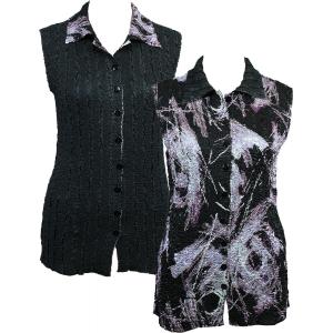 1732 - Reversible Magic Crush Button-Up Vests Brushstrokes Black-Purple - One Size Fits Most