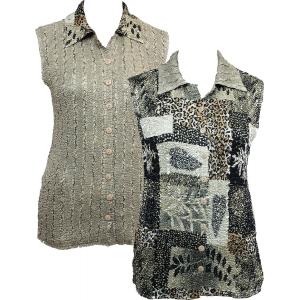 1732 - Reversible Magic Crush Button-Up Vests Patchwork Jungle - One Size Fits Most