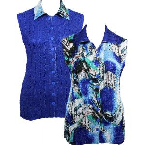 1732 - Reversible Magic Crush Button-Up Vests Royal-Sky Blue Splatter - One Size Fits Most