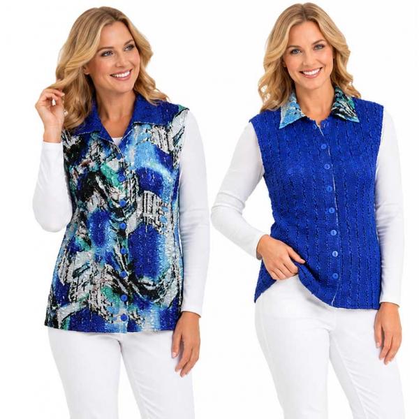 wholesale 1732 - Reversible Magic Crush Button-Up Vests Royal-Sky Blue Splatter - One Size Fits Most