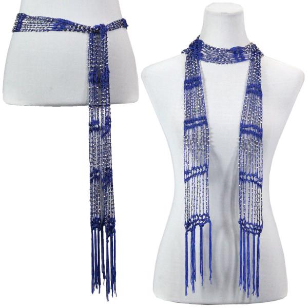 Wholesale 1755 - Shanghai Beaded Scarves/Sash Royal w/ Silver Beads (18)  - 
