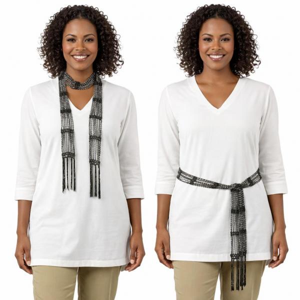 wholesale D016 - Shanghai Beaded Scarves/Sash Dark Olive w/ Silver Beads (4) Shanghai Beaded Scarf/Sash - 