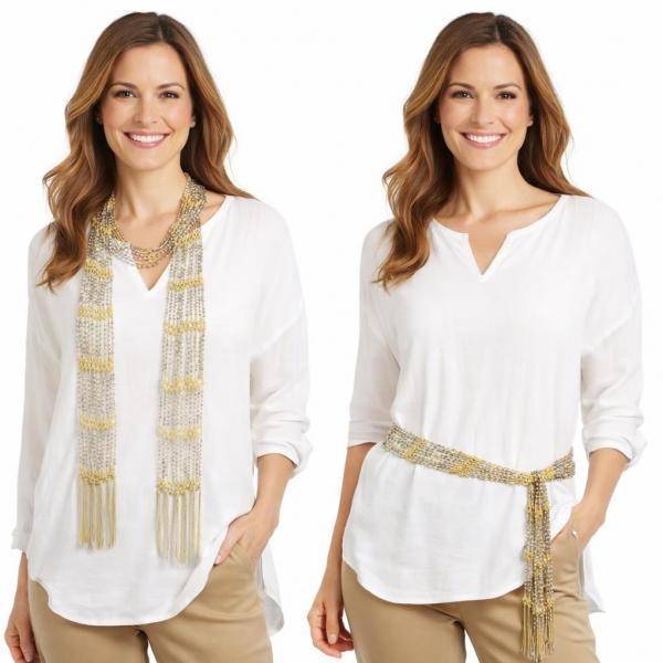 wholesale D016 - Shanghai Beaded Scarves/Sash Yellow w/ Silver Beads (19) Shanghai Beaded Scarf/Sash - 