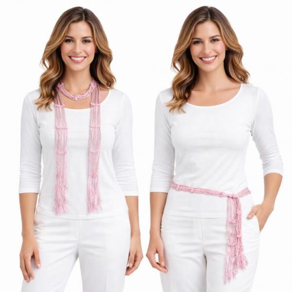 wholesale D016 - Shanghai Beaded Scarves/Sash Carnation w/ Silver Beads (27)Shanghai Beaded Scarf/Sash - 