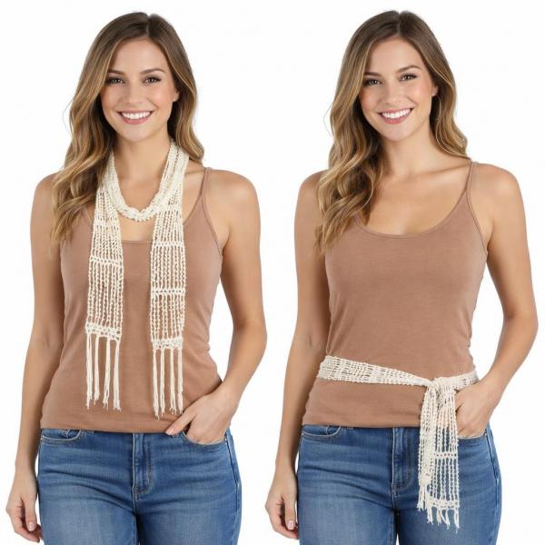 wholesale D016 - Shanghai Beaded Scarves/Sash Ivory w/ Pearls  - 