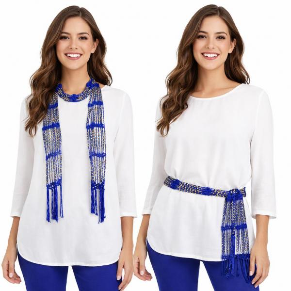 wholesale D016 - Shanghai Beaded Scarves/Sash Royal w/ Gold Beads Shanghai Beaded Scarf/Sash - 