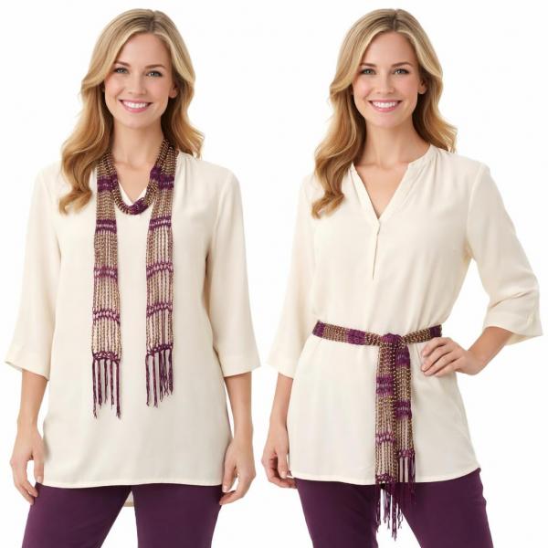 wholesale D016 - Shanghai Beaded Scarves/Sash Plum w/ Gold Beads Shanghai Beaded Scarf/Sash - 