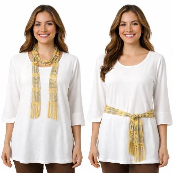 wholesale D016 - Shanghai Beaded Scarves/Sash Maize w/ Silver Beads Shanghai Beaded Scarf/Sash - 