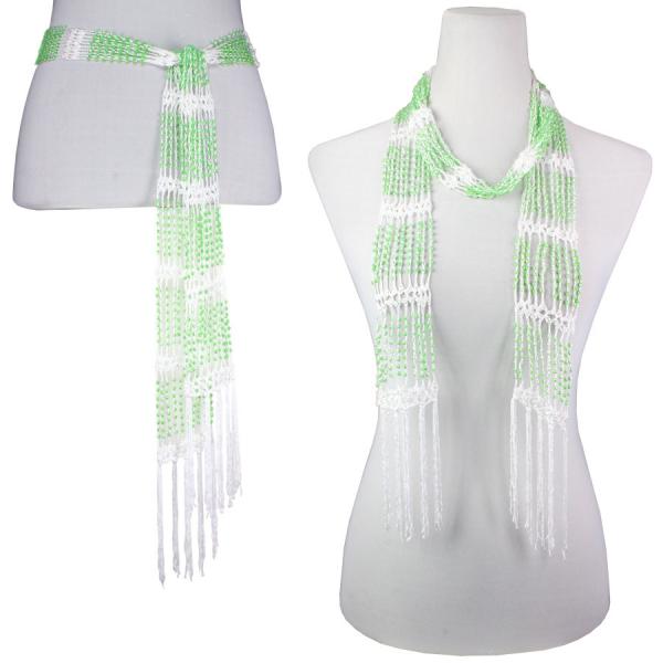 Wholesale 1755 - Shanghai Beaded Scarves/Sash White w/ Green Beads - 