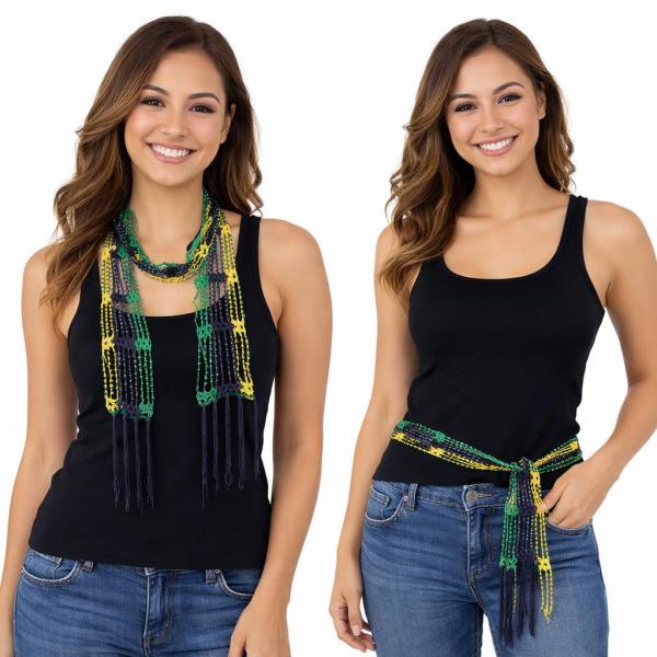wholesale D016 - Shanghai Beaded Scarves/Sash Mardi Gras w/ AB Beads Shanghai Beaded Scarf/Sash - 