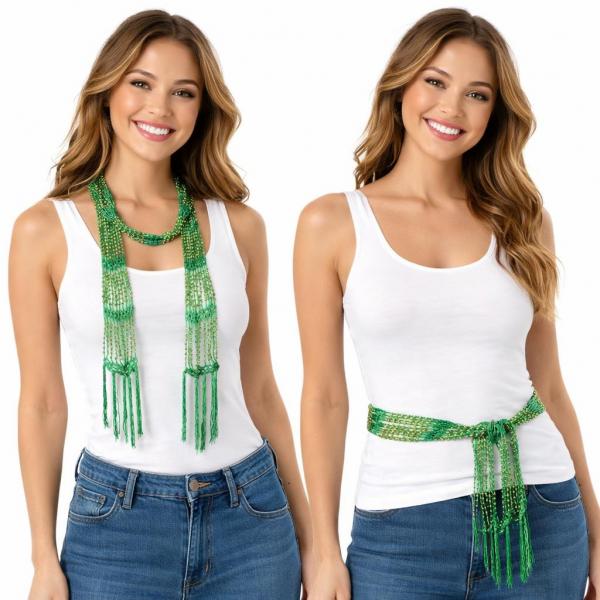 wholesale D016 - Shanghai Beaded Scarves/Sash Kelly Green w/ Gold Beads Shanghai Beaded Scarf/Sash - 