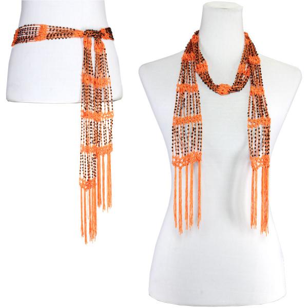 Wholesale 1755 - Shanghai Beaded Scarves/Sash Orange w/ Black Beads  - 