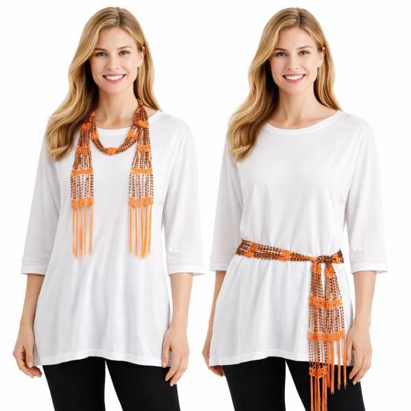 wholesale D016 - Shanghai Beaded Scarves/Sash Orange w/ Black Beads Shanghai Beaded Scarf/Sash
(MB) - 