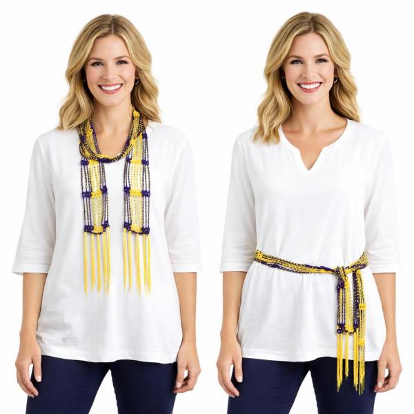 wholesale D016 - Shanghai Beaded Scarves/Sash Eggplant-Bright Gold w/ Gold Beads Shanghai Beaded Scarf/Sash - 