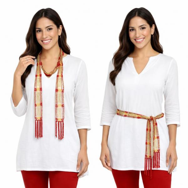 wholesale D016 - Shanghai Beaded Scarves/Sash Dark Red-Gold w/ Gold Beads Shanghai Beaded Scarf/Sash - 
