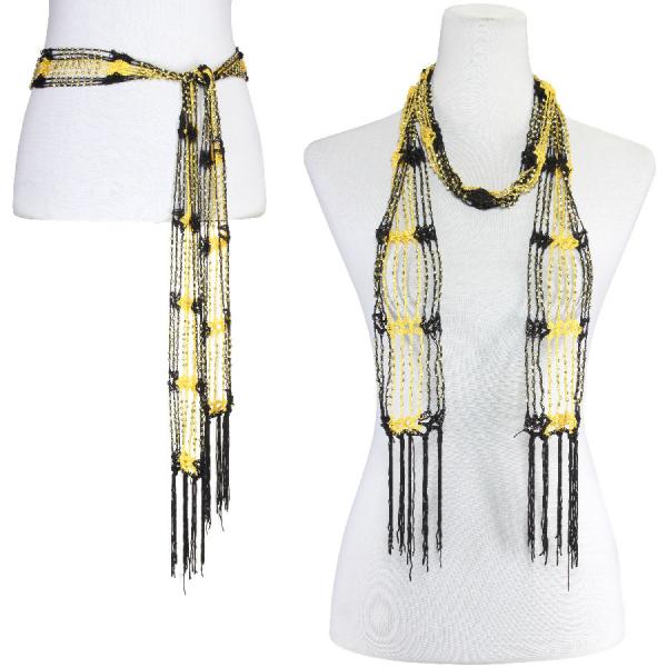 Wholesale 1755 - Shanghai Beaded Scarves/Sash Black-Gold w/ Gold Beads Shanghai Beaded Scarf/Sash - 