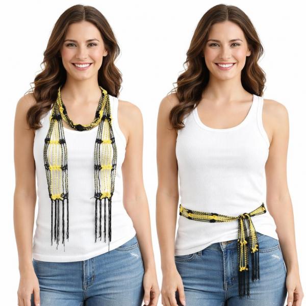 wholesale D016 - Shanghai Beaded Scarves/Sash Black-Gold w/ Gold Beads Shanghai Beaded Scarf/Sash - 