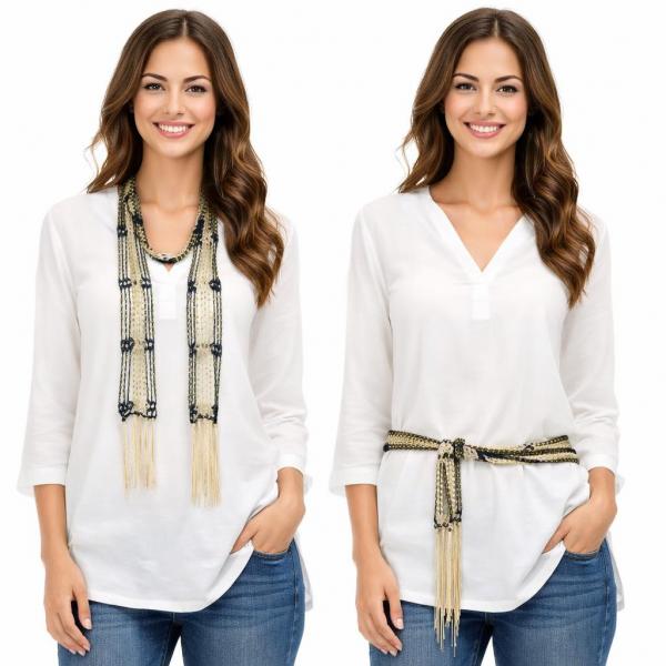 wholesale D016 - Shanghai Beaded Scarves/Sash Navy-Antique Gold w/ Gold Beads Shanghai Beaded Scarf/Sash - 