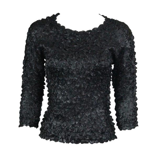 Wholesale 1780 - 3/4 Sleeve Satin Petal Shirts w/ Sequins Black Satin Petal Shirt - 3/4 Sleeve w/ Sequins - One Size Fits Most