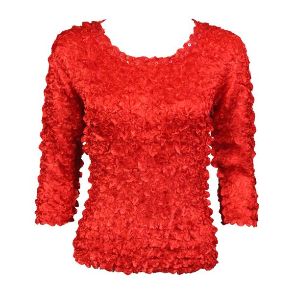 Wholesale 1780 - 3/4 Sleeve Satin Petal Shirts w/ Sequins Red Satin Petal Shirt - 3/4 Sleeve w/ Sequins - One Size Fits Most