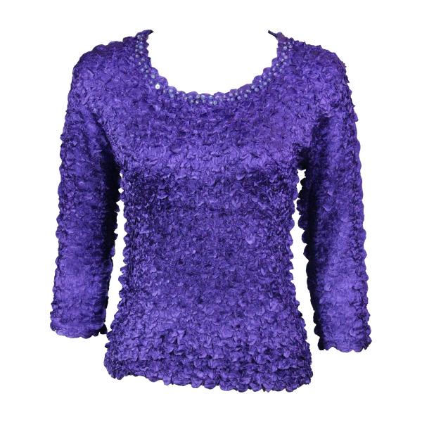 Wholesale 1780 - 3/4 Sleeve Satin Petal Shirts w/ Sequins Purple Satin Petal Shirt - 3/4 Sleeve w/ Sequins - One Size Fits Most